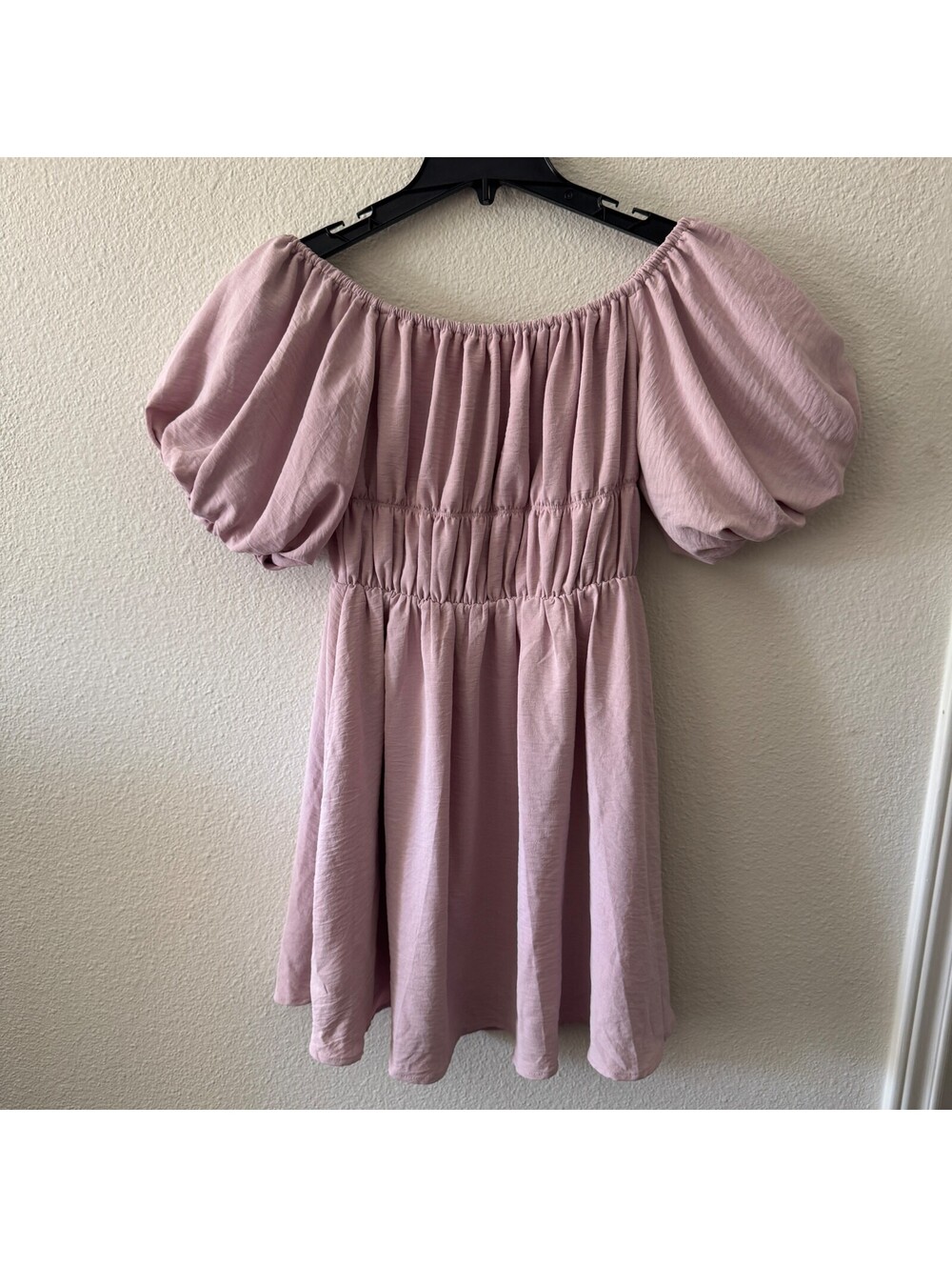 Pink Milkmaid Smocked Off the Shoulder Puff‎ Sleeve Dress S Coquette Cottagecore